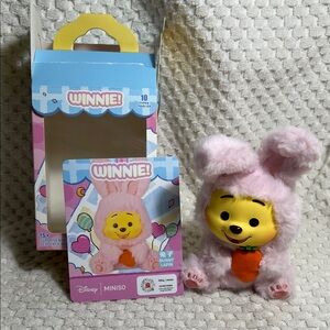 Miniso Disney Winnie the Pooh Pink Bunny Vinyl Face Plush Pendant